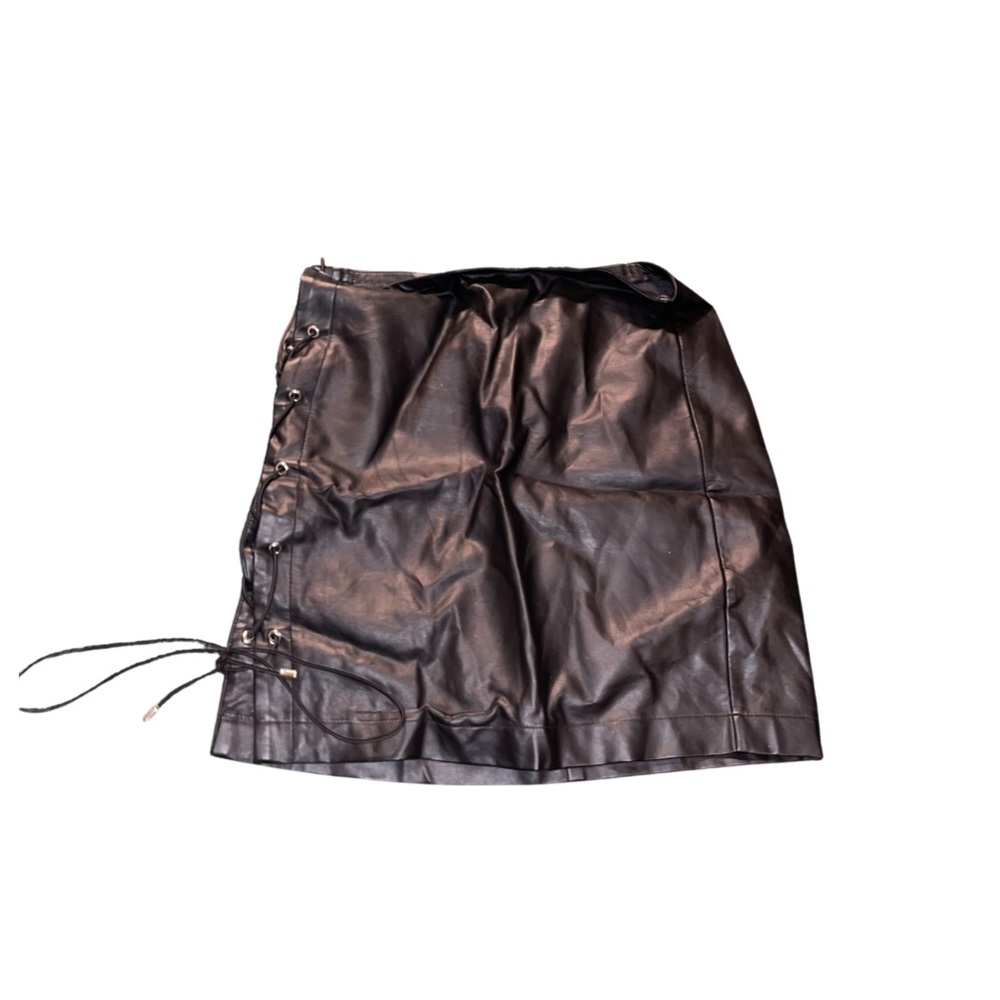 mini lace up skirt faux leather